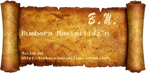 Bumbera Maximilián névjegykártya